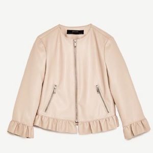 Zara faux leather jacket with frills
